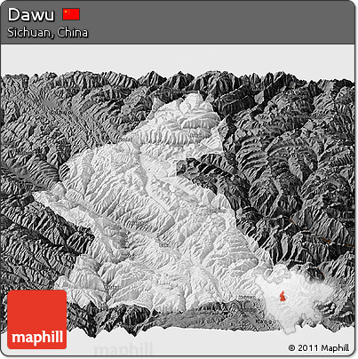 Physical Panoramic Map of Dawu, darken