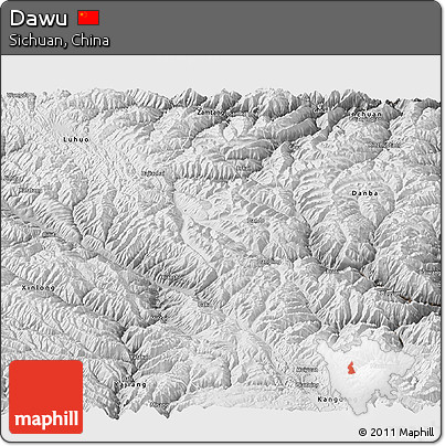 Physical Panoramic Map of Dawu, semi-desaturated