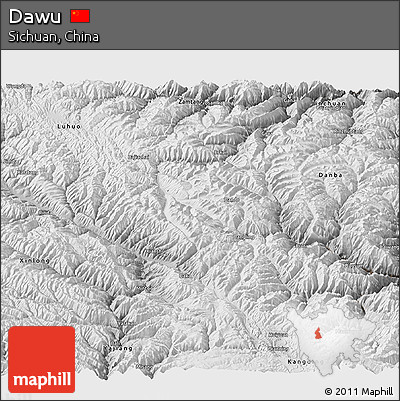 Physical Panoramic Map of Dawu, semi-desaturated