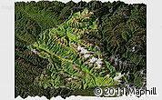 Satellite Panoramic Map of Dawu, darken