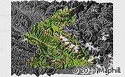 Satellite Panoramic Map of Dawu, desaturated