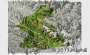 Satellite Panoramic Map of Dawu, lighten, semi-desaturated