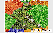 Satellite Panoramic Map of Dawu, political outside