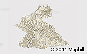 Shaded Relief Panoramic Map of Dawu, cropped outside