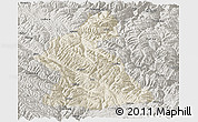 Shaded Relief Panoramic Map of Dawu, semi-desaturated