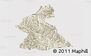 Shaded Relief Panoramic Map of Dawu, single color outside