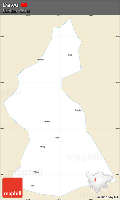 Classic Style Simple Map of Dawu, single color outside