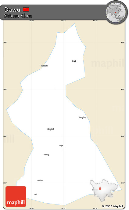 Classic Style Simple Map of Dawu, single color outside