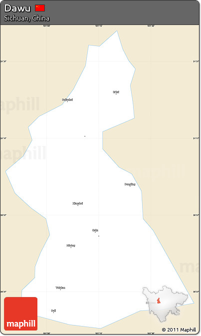 Classic Style Simple Map of Dawu, single color outside