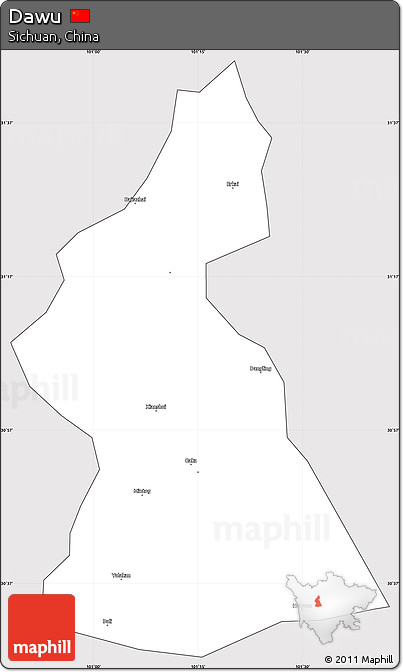 Silver Style Simple Map of Dawu, cropped outside