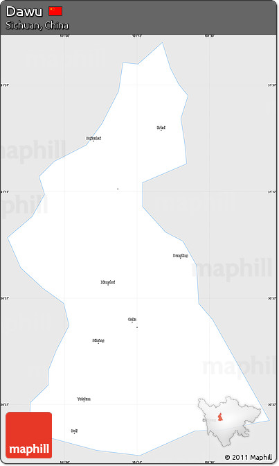 Silver Style Simple Map of Dawu, single color outside