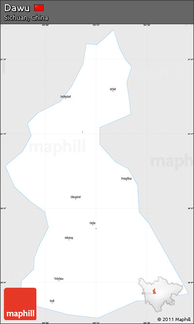 Silver Style Simple Map of Dawu, single color outside