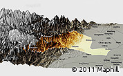 Physical Panoramic Map of Dayi, darken, semi-desaturated