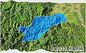Political 3D Map of Ebian, satellite outside