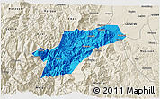 Political 3D Map of Ebian, shaded relief outside