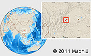 Shaded Relief Location Map of Ebian