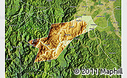 Physical Map of Ebian, satellite outside