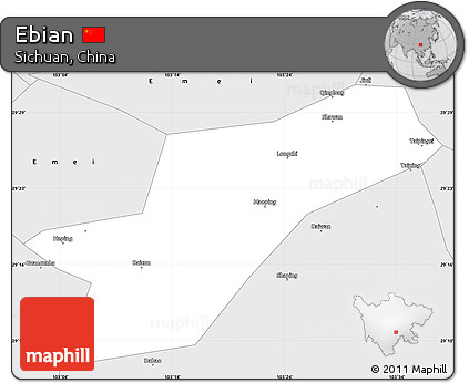 Silver Style Simple Map of Ebian