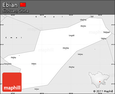 Silver Style Simple Map of Ebian