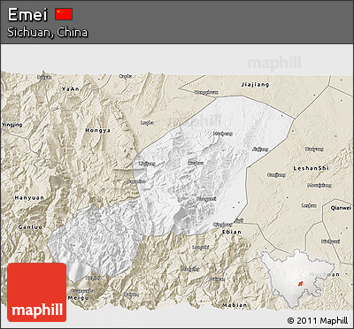 Classic Style 3D Map of Emei
