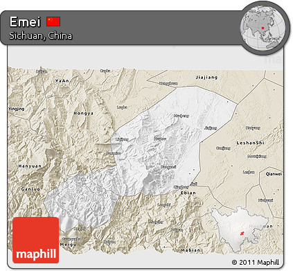 Classic Style 3D Map of Emei