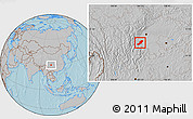 Gray Location Map of Emei, hill shading
