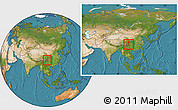 Satellite Location Map of Emei, within the entire country