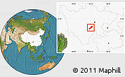 Satellite Location Map of Emei, highlighted country