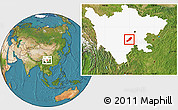 Satellite Location Map of Emei, highlighted parent region