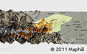 Physical Panoramic Map of Emei, darken, semi-desaturated