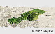 Satellite Panoramic Map of Emei, shaded relief outside