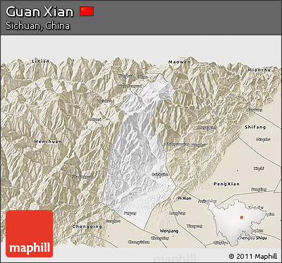 Classic Style 3D Map of Guan Xian