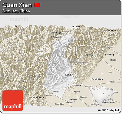 Classic Style 3D Map of Guan Xian