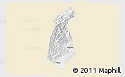 Classic Style 3D Map of Guan Xian, single color outside