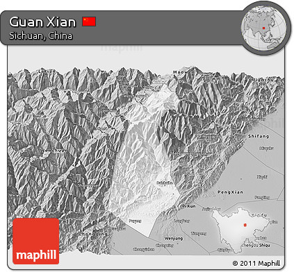 Gray 3D Map of Guan Xian