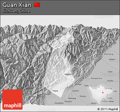 Gray 3D Map of Guan Xian