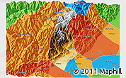 Physical 3D Map of Guan Xian, political outside