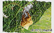 Physical 3D Map of Guan Xian, satellite outside