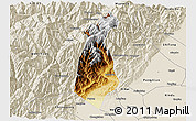 Physical 3D Map of Guan Xian, shaded relief outside