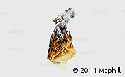 Physical 3D Map of Guan Xian, single color outside