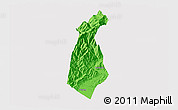 Political 3D Map of Guan Xian, cropped outside