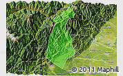 Political 3D Map of Guan Xian, satellite outside