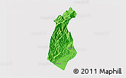 Political 3D Map of Guan Xian, single color outside