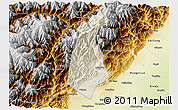 Shaded Relief 3D Map of Guan Xian, physical outside