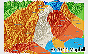 Shaded Relief 3D Map of Guan Xian, political outside