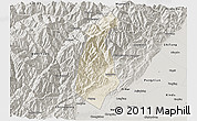 Shaded Relief 3D Map of Guan Xian, semi-desaturated