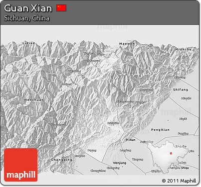 Silver Style 3D Map of Guan Xian