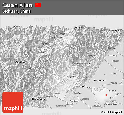 Silver Style 3D Map of Guan Xian