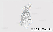 Silver Style 3D Map of Guan Xian, single color outside