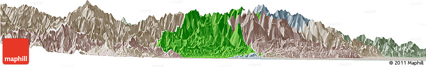 Political Horizon Map of Guan Xian, lighten, semi-desaturated